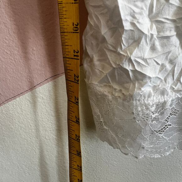 White Lace Trim Tank Top, Coquette Balletcore Y2K‎ Fairycore Small Bridal - Picture 4 of 5